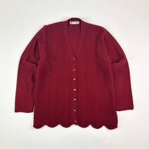 Vintage Scalloped Hem Knit Cardigan‎ Red Wine First Line Collection